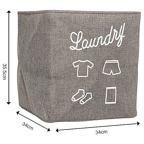 DP Clothes Storage/Laundry Bag - BB-553, Printed, Fabric, Washable, Durable, 34x34x35.5 cm, Grey, 1 pc  Lightweight, Durable