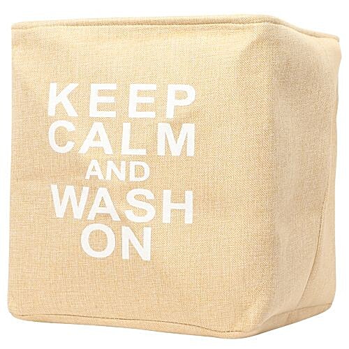 DP Clothes Storage/Laundry Bag - BB-552, Printed, Fabric, Washable, Durable, 34x34x35.5cm, Cream, 1 pc Lightweight, Durable