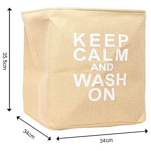 DP Clothes Storage/Laundry Bag - BB-552, Printed, Fabric, Washable, Durable, 34x34x35.5cm, Cream, 1 pc Lightweight, Durable