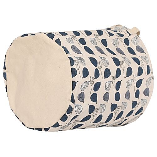 DP Clothes-Storage-Laundry Bag, Fabric - Navy Blue & Off White, Leaf PrintN BlueÃ‚Â  BB 550, 1 pc  Lightweight, Durable