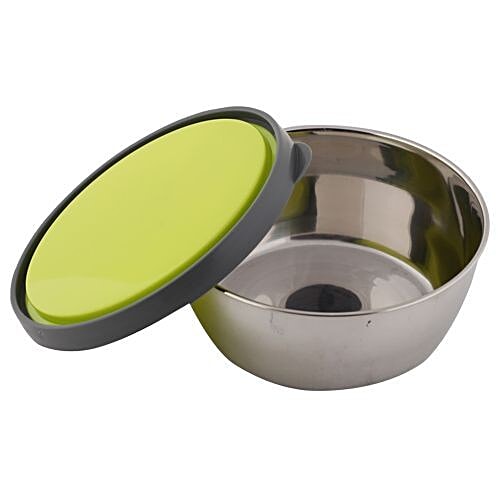 Homio Stainless Steel Food Container/ Tiffin Box- Green, Circular, BB 572 3, 3 Pcs.  