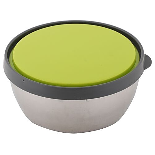 Homio Stainless Steel Food Container/ Tiffin Box- Green, Circular, BB 572 3, 3 Pcs.  