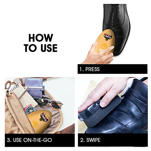 Cherry Blossom Neutral Handy Shine Shoe Shiner Sponge, 4 g Shines Instantly, Nourishes & Protects