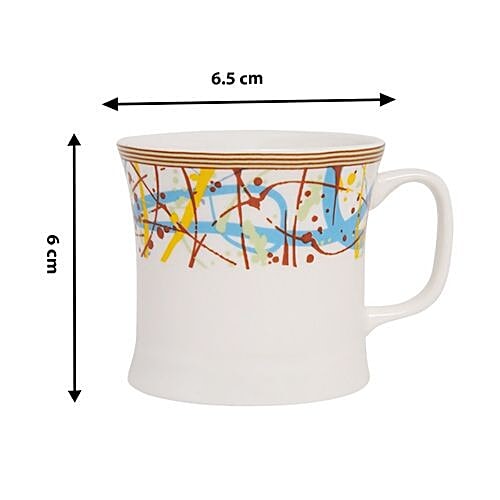 BP Bharat Chai/Tea/ Coffee Bone China Microwave Series Small Mug Set - Kite, 115 ml Pack of 6 