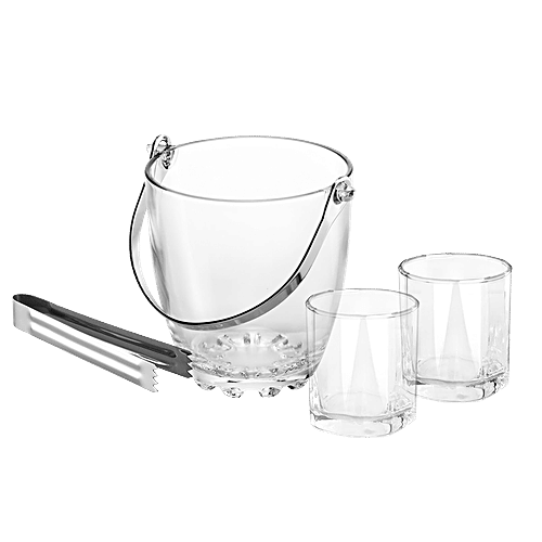 Treo Bernard Scot Ice Bucket With Tong & Glasses/Tumblers, 7 pcs  