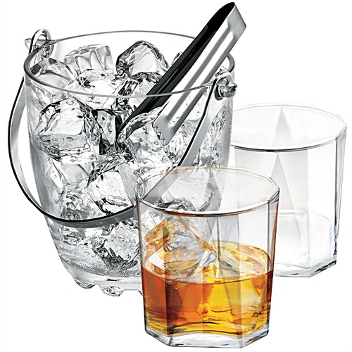 Treo Bernard Scot Ice Bucket With Tong & Glasses/Tumblers, 7 pcs  