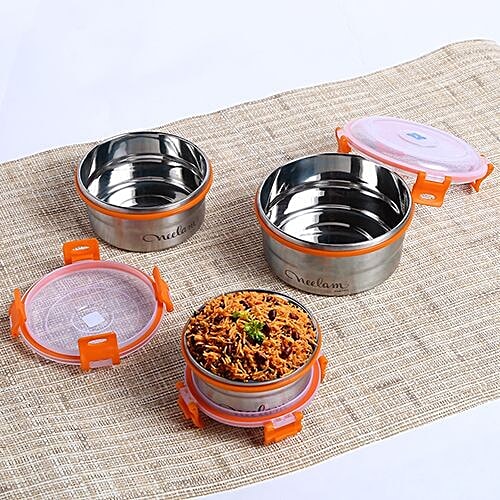Neelam Stainless Steel Leak Lock Container Set, 3 pcs  