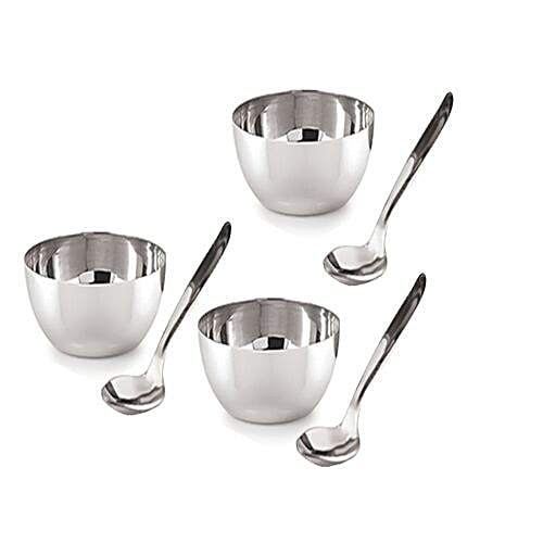 Neelam Stainless Steel Bowl Set With Spoon, 3 pcs  
