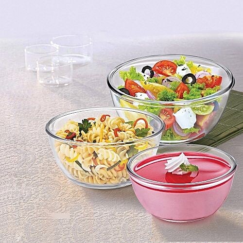 Buy Cello Toughened Glass Mixing Bowl Ornella 500 ml+750ml+1000ml