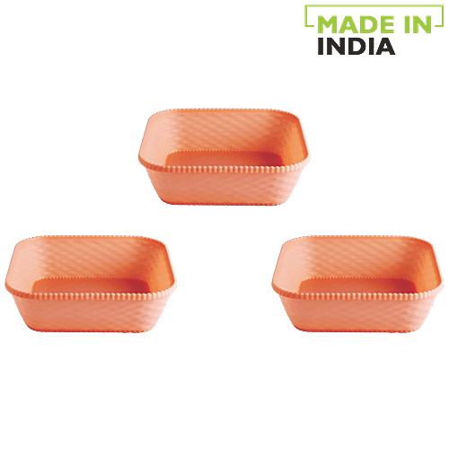 Saura Multipurpose Plastic Tray - Square, 400 ml (Pack of 3) 
