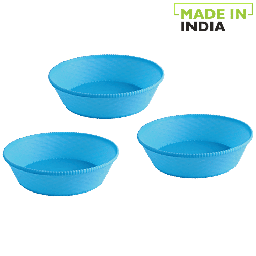 Saura Multipurpose Plastic Tray - Round, 400 ml (Pack of 3) 