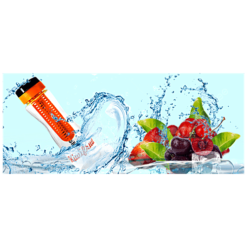 Saura Belbott Infuser Plastic Water Bottle - Orange, Multi-Utility, Food Grade, Leak Proof, Easy Clean, 800 ml