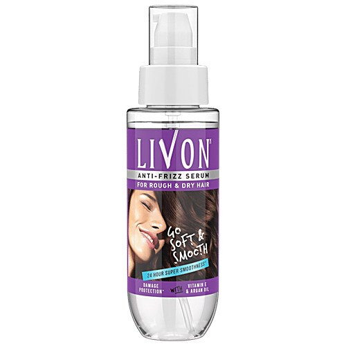 Livon Serum Anti-frizz Serum - For Rough & Dry Hair, With Vitamin E & Argan Oil, Damage Protection, 100 ml  Damage Protect