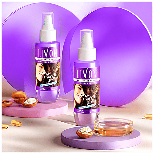 Livon Serum Anti-frizz Serum - For Rough & Dry Hair, With Vitamin E & Argan Oil, Damage Protection, 100 ml  Damage Protect