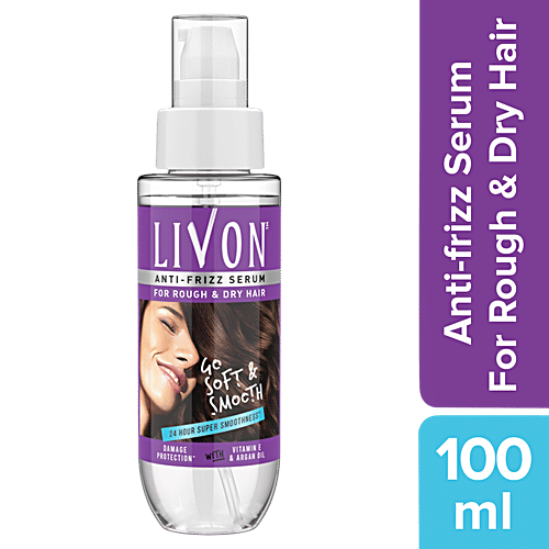 Livon Serum Anti-frizz Serum - For Rough & Dry Hair, With Vitamin E & Argan Oil, Damage Protection, 100 ml  Damage Protect