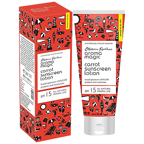 Aroma Magic  Sunscreen Lotion - Carrot, SPF 15, Normal to Dry Skin, All Natural, Mineral Line, 50 ml  All Natural, Mineral Line