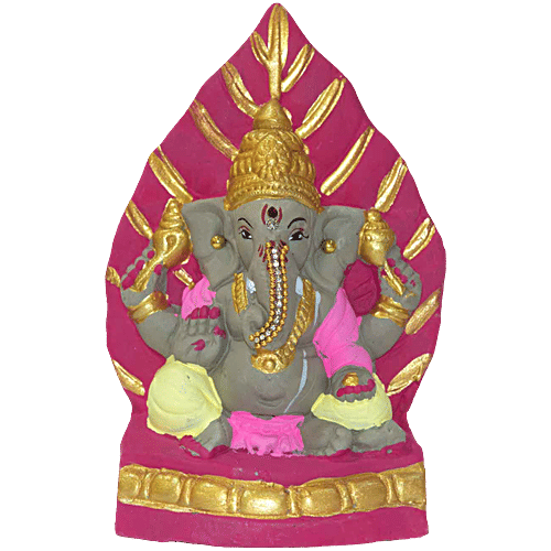 SriRudra Ganesh Idol Eco friendly right trunk 20 cm painted, 1 pc  