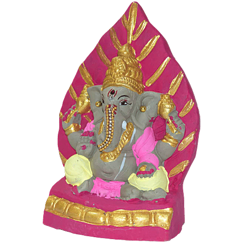 SriRudra Ganesh Idol Eco friendly right trunk 20 cm painted, 1 pc  