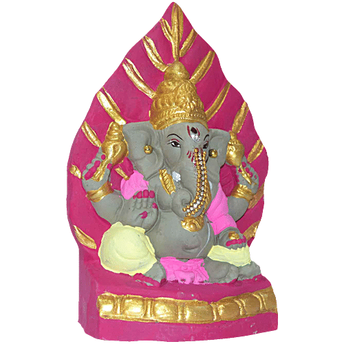 SriRudra Ganesh Idol Eco friendly right trunk 20 cm painted, 1 pc  