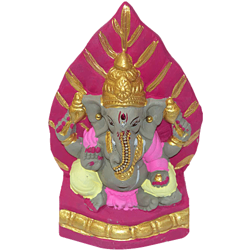 SriRudra Ganesh Idol Eco friendly right trunk 20 cm painted, 1 pc  