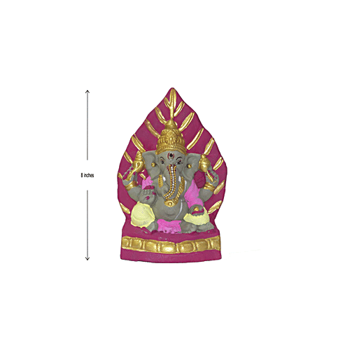 SriRudra Ganesh Idol Eco friendly right trunk 20 cm painted, 1 pc  