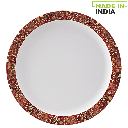 Servewell Pure Melamine Round Dinner Plate - Golden Paisley, 1 pc  