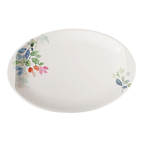 Servewell Pure Melamine Oval Urmi Serving Platter - Leaf Glossary, 1 pc  