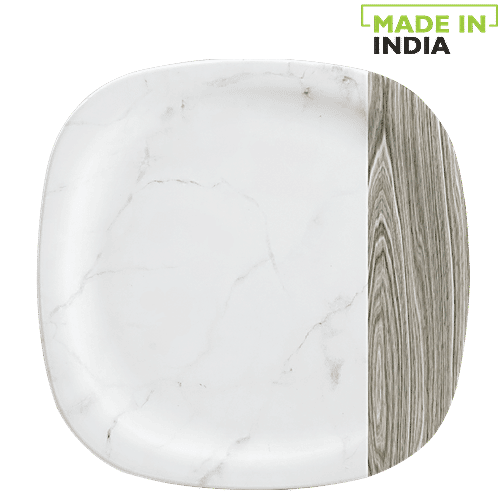 Servewell Pure Melamine Sq Round Dinner Plate - Marbo Wood, 1 pc  