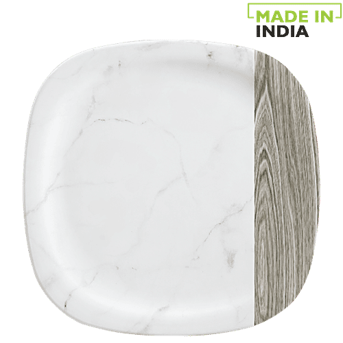 Servewell Pure Melamine Sq Round Small Plate - Marbo Wood, 1 pc  