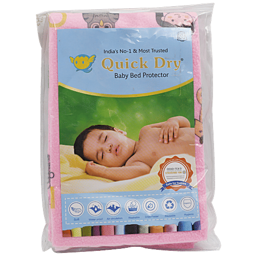 Quick Dry Baby Bed Protector - Sublimation Print, Pink, 1 pc Soft, Cosy & Smooth