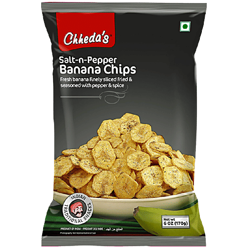 Chhedas Banana Chips - Salt & Pepper, 170 g  Zero Trans Fat & Zero Cholesterol