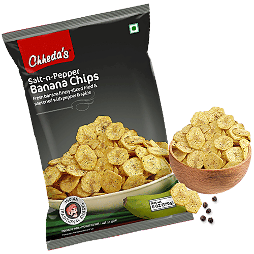 Chhedas Banana Chips - Salt & Pepper, 170 g  Zero Trans Fat & Zero Cholesterol