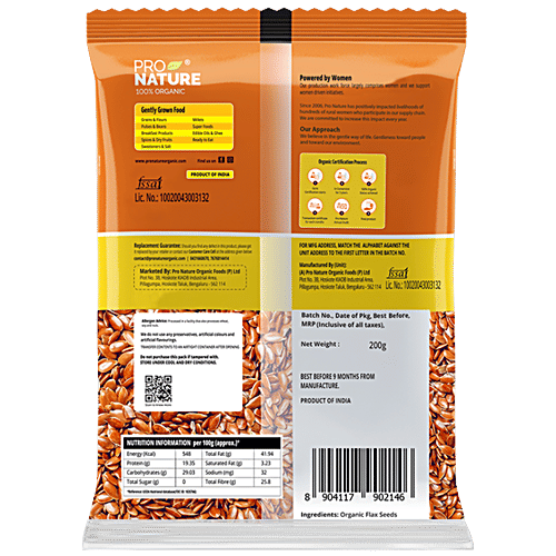Pro Nature Organic Flaxseed/Alsi, 200 g  No GMO Used in Production