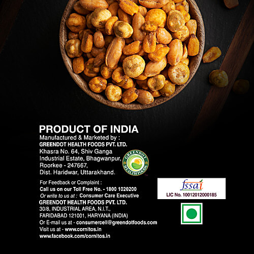 Cornitos Pop N Crunch Party Mix - Salted Peanuts, Corn Nuts & Coated Green Peas, 180 g  Source of Protein, No Onion, No Garlic