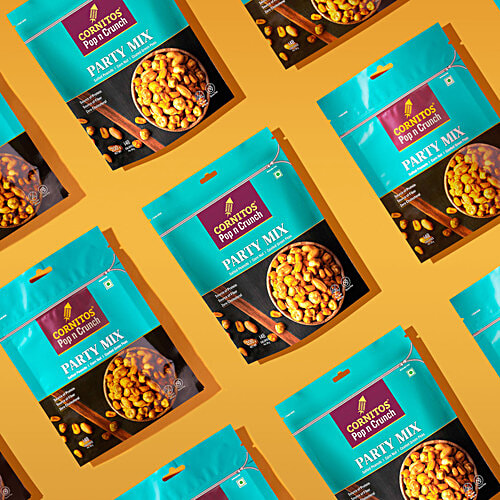 Cornitos Pop N Crunch Party Mix - Salted Peanuts, Corn Nuts & Coated Green Peas, 180 g  Source of Protein, No Onion, No Garlic