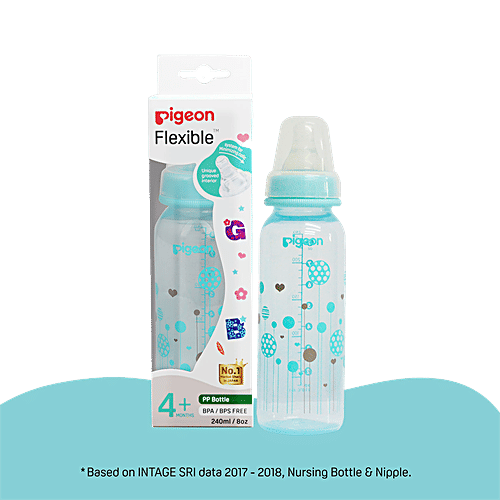 Pigeon Baby Peristaltic Clear Nursing Feeding Bottle - Blue, 240 ml  BPA Free