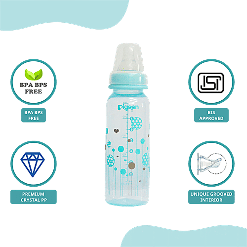 Pigeon Baby Peristaltic Clear Nursing Feeding Bottle - Blue, 240 ml  BPA Free