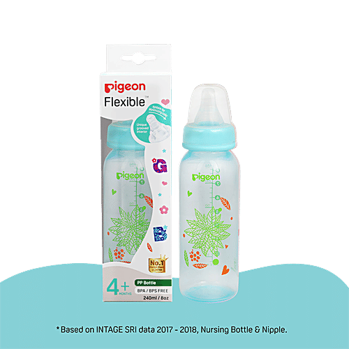 Pigeon Baby Peristaltic Clear Nursing Feeding Bottle - Blue, 240 ml  BPA Free