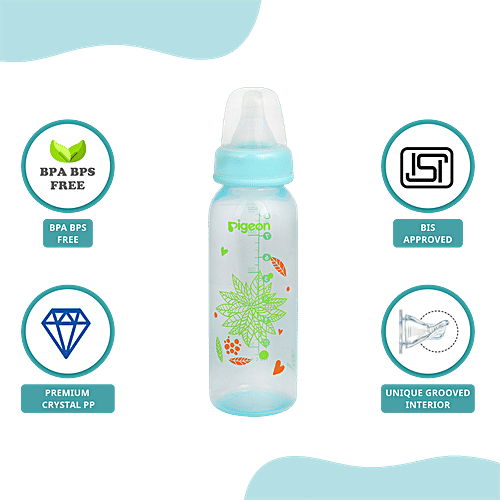 Pigeon Baby Peristaltic Clear Nursing Feeding Bottle - Blue, 240 ml  BPA Free