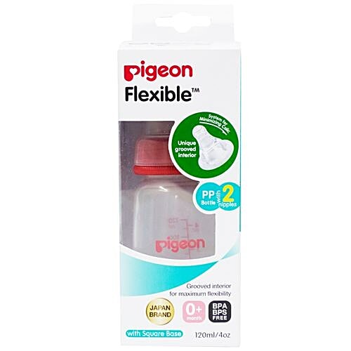 Pigeon Baby Peristaltic Nursing Bottle Kpp - With 2-Nipple, Small, Red, 120 ml Set of 3 BPA Free