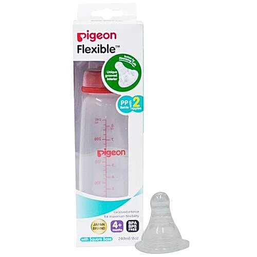 Pigeon Baby Peristaltic Nursing Bottle Kpp - With 2-Nipple, Medium, Red, 240 ml Set of 3 