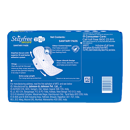 STAYFREE Secure Cottony XL Sanitary Napkins, 40 Pads (Save Rs.10/-) 