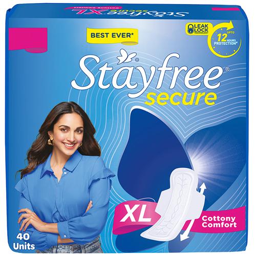 STAYFREE Sanitary Pads - Secure Cottony, XL, 40 pcs