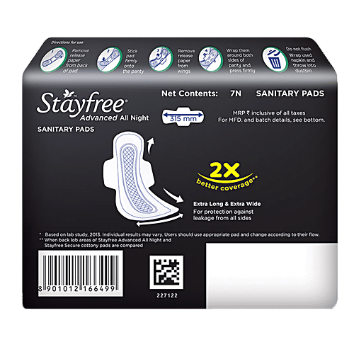 STAYFREE Advanced - All Night X-Large Sanitary Napkins, 28 pcs (Save Rs.30/-) 