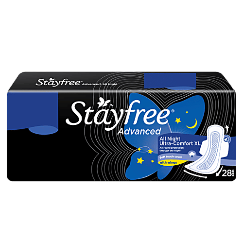 STAYFREE Advanced - All Night X-Large Sanitary Napkins, 28 pcs (Save Rs.30/-) 