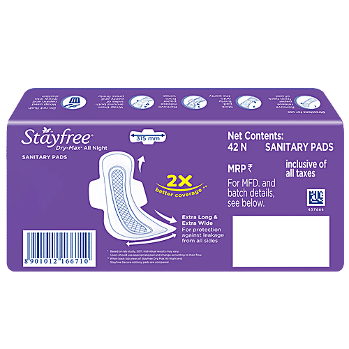 STAYFREE Dry Max All Nights - Super Saver Pack, 42 Pads  