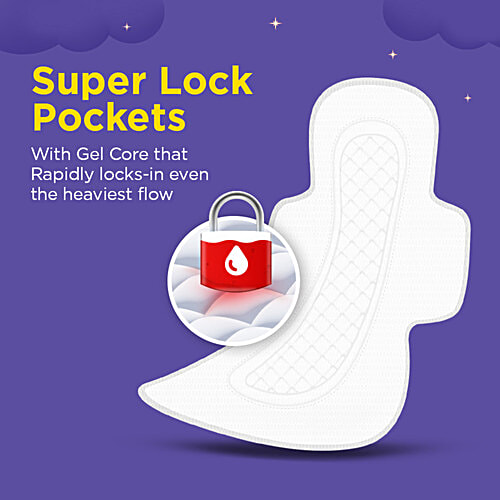 STAYFREE Dry-Max All Nights Sanitary Pads - XXL, 42 pcs Odour Control, Dry-Max Cover