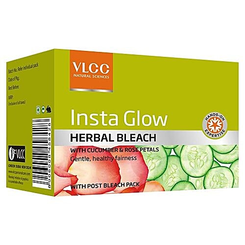 VLCC Salon Series Insta Glow Herbal Bleach - with Cucumber & Rose Petals, Gentle, Healthy Fairness, Paraben Free Certified, 342 g  Paraben Free Certified