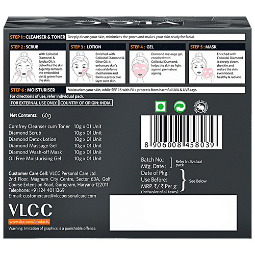 VLCC Diamond Facial Kit For Skin Purifying, 60 g  For Skin Polishing & Purification