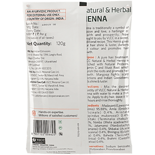VLCC Natural & Herbal Henna For Stronger, Smoother & Shinier Hair, 120 g  With The Goodness Of 10 Herbs, For Stronger, Smoother & Shinier Hair